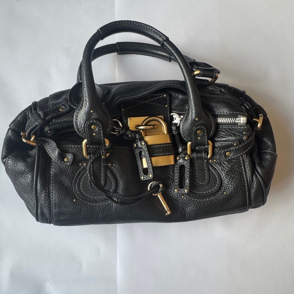Black Leather and Gold Hardware Chloe Paddington